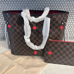 Brown Checkered Tote Bag Medium
